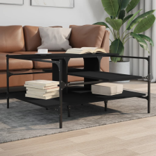 vidaXL fekete szerelt fa dohányzóasztal 100 x 100 x 48,5 cm bútor