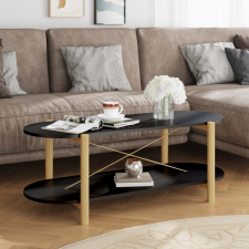 vidaXL fekete szerelt fa dohányzóasztal 110x48x40 cm bútor