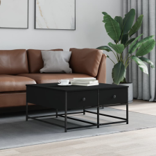 vidaXL fekete szerelt fa dohányzóasztal 80x80x40 cm bútor