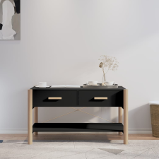 vidaXL Fekete szerelt fa dohányzóasztal 82 x 48 x 45 cm bútor