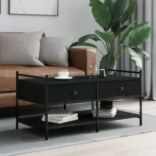 vidaXL fekete szerelt fa dohányzóasztal 99 x 50 x 50 cm bútor