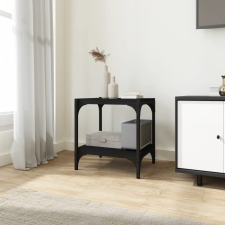 vidaXL fekete szerelt fa és acél TV-szekrény 40x33x41 cm bútor