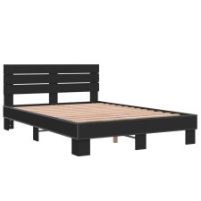 vidaXL fekete szerelt fa és fém ágykeret 135 x 190 cm (3280162) ágy és ágykellék