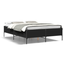 vidaXL fekete szerelt fa és fém ágykeret 160 x 200 cm ágy és ágykellék