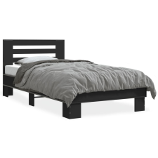 vidaXL fekete szerelt fa és fém ágykeret 75 x 190 cm ágy és ágykellék