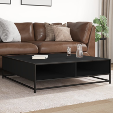 vidaXL fekete szerelt fa és fém dohányzóasztal 100 x 100 x 30 cm bútor