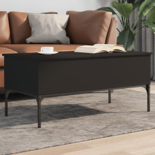 vidaXL fekete szerelt fa és fém dohányzóasztal 100 x 50 x 45 cm bútor