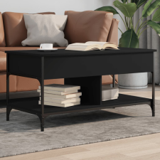 vidaXL fekete szerelt fa és fém dohányzóasztal 100 x 50 x 50 cm bútor