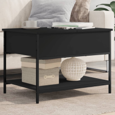 vidaXL fekete szerelt fa és fém dohányzóasztal 70 x 50 x 50 cm bútor