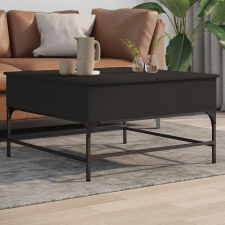 vidaXL fekete szerelt fa és fém dohányzóasztal 80 x 80 x 45 cm bútor