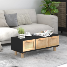 vidaXL fekete szerelt fa és tömör fenyőfa dohányzóasztal 80x40x30 cm bútor