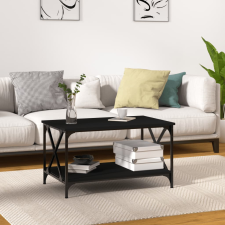 vidaXL fekete szerelt fa és vas dohányzóasztal 80 x 50 x 45 cm bútor