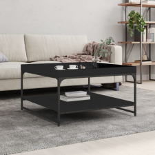 vidaXL fekete szerelt fa és vas dohányzóasztal 80 x 80 x 45 cm bútor
