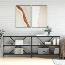 vidaXL fekete szerelt fa és vas tálalóasztal 200x30x75 cm bútor