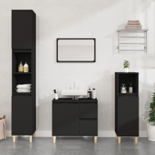 vidaXL fekete szerelt fa fürdőszobaszekrény 30 x 30 x 100 cm fürdőszoba bútor
