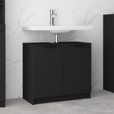 vidaXL fekete szerelt fa fürdőszobaszekrény 64,5 x 33,5 x 59 cm fürdőszoba bútor