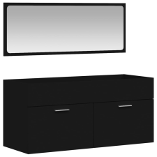 vidaXL fekete szerelt fa fürdőszobaszekrény tükörrel (833885) bútor