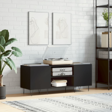vidaXL fekete szerelt fa hanglemezszekrény 121x38x48 cm bútor