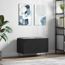 vidaXL fekete szerelt fa hanglemezszekrény 74,5x38x48 cm bútor