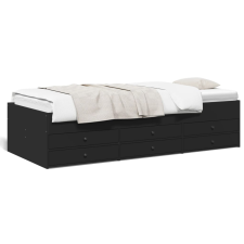 vidaXL fekete szerelt fa kanapéágy fiókokkal 100 x 200 cm ágy és ágykellék
