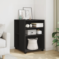 vidaXL fekete szerelt fa kisasztal kerekekkel 55 x 60 x 78 cm bútor