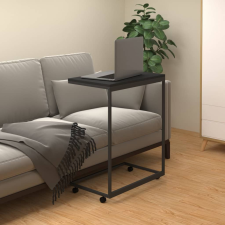vidaXL fekete szerelt fa kisasztal kerekekkel 55x35x70 cm bútor
