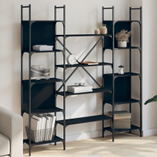 vidaXL fekete szerelt fa könyvespolc 155,5 x 24 x 166,5 cm bútor