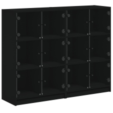 vidaXL fekete szerelt fa könyvespolc ajtóval 136 x 37 x 109 cm (3206511) bútor