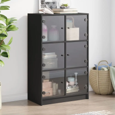 vidaXL fekete szerelt fa magasszekrény ajtókkal 68 x 37 x 109 cm bútor