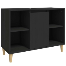 vidaXL Fekete szerelt fa mosdószekrény 80 x 33 x 60 cm fürdőszoba bútor