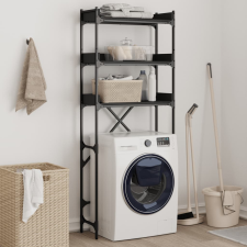 vidaXL fekete szerelt fa mosógéppolc 67 x 25 x 163 cm beépíthető gépek kiegészítői