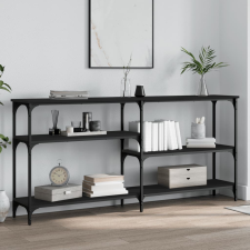 vidaXL fekete szerelt fa tálalóasztal 160x29x75 cm bútor