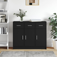vidaXL fekete szerelt fa tálalószekrény 91x28x75 cm bútor