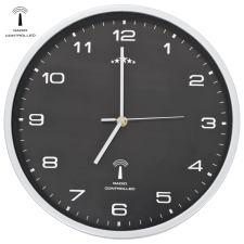 vidaXL fekete színű rádióvezérelt falióra kvarcszerkezettel 31 cm falióra