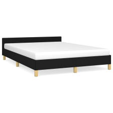 vidaXL fekete szövet ágykeret fejtámlával 140 x 200 cm (347417) ágy és ágykellék