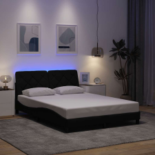 vidaXL fekete szövet ágykeret LED-es matrac nélkül 140x200 cm ágy és ágykellék