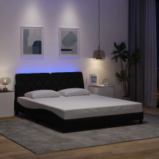vidaXL fekete szövet ágykeret LED-es matrac nélkül 160 x 200 cm ágy és ágykellék