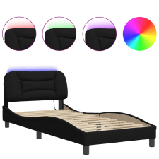 vidaXL fekete szövet ágykeret LED-világítással 80 x 200 cm (3213664) ágy és ágykellék