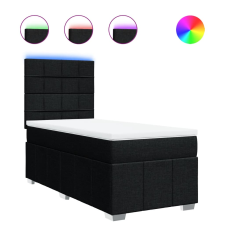 vidaXL fekete szövet rugós ágy matraccal 100 x 200 cm (3293881) ágy és ágykellék