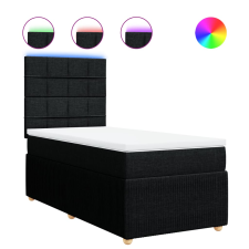 vidaXL fekete szövet rugós ágy matraccal 100 x 200 cm (3294269) ágy és ágykellék