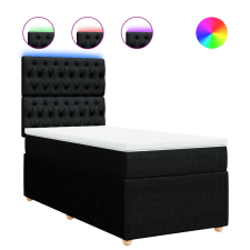 vidaXL fekete szövet rugós ágy matraccal 100 x 200 cm (3294276) ágy és ágykellék