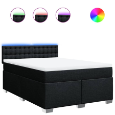 vidaXL fekete szövet rugós ágy matraccal 140 x 190 cm (3288199) ágy és ágykellék
