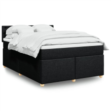 vidaXL fekete szövet rugós ágy matraccal 160x200 cm ágy és ágykellék