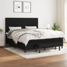 vidaXL fekete szövet rugós ágy matraccal 180 x 200 cm ágy és ágykellék