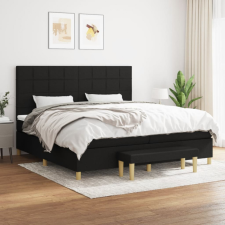 vidaXL fekete szövet rugós ágy matraccal 200 x 200 cm ágy és ágykellék