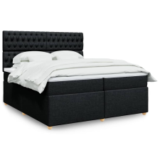 vidaXL fekete szövet rugós ágy matraccal 200 x 200 cm ágy és ágykellék