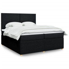 vidaXL fekete szövet rugós ágy matraccal 200 x 200 cm ágy és ágykellék