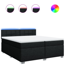 vidaXL fekete szövet rugós ágy matraccal 200 x 200 cm (3288297) ágy és ágykellék