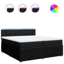 vidaXL fekete szövet rugós ágy matraccal 200 x 200 cm (3289865) ágy és ágykellék