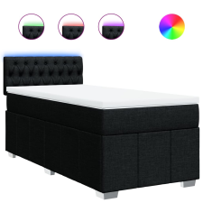 vidaXL fekete szövet rugós ágy matraccal 80 x 200 cm (3289204) ágy és ágykellék